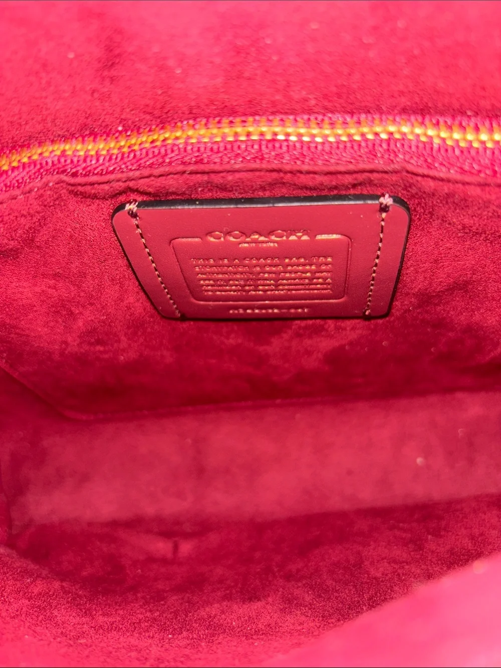 Coach Burgundy Satchel with Pink Top Handles